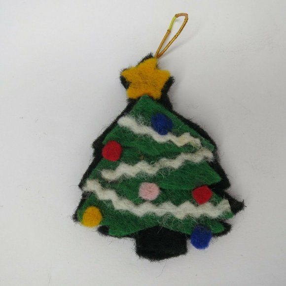 Lot of 5 Vintage Felt Christmas Ornaments - Hand Made, Glued, Flat - Bear, Santa - Picture 5 of 9